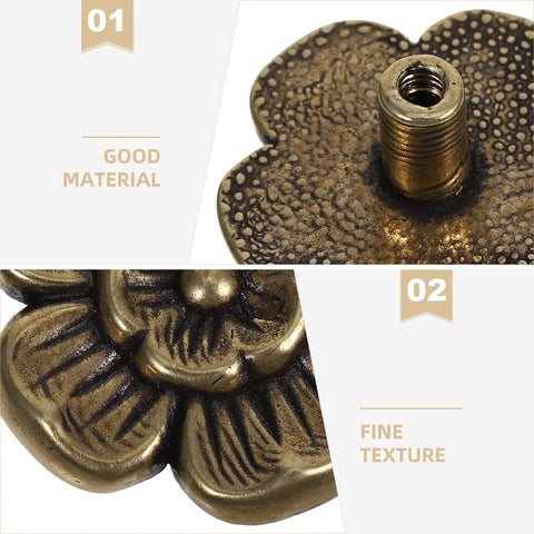 Close-up of Antique Brass Cabinet Knobs 2 Pack Floral Drawer Pulls Decorative Handles showing texture and material