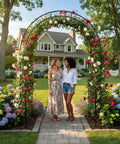 Built Tough 7Ft Steel Garden Arbor With Side Trellis Rust Resistant Powder Coated Archway With Flowers For Backyard Weddings