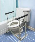 Height Adjustable Standing Toilet Safety Rail With Foam Handles For Elderly Seniors Sturdy Frame And Non Slip Grips Easy Install