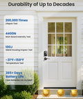 Keyless Front Door Lock With Dual Lever Handles Electronic Keypad Deadbolt Easy Install Smart Lock Set on white door