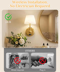 Battery Operated Wall Sconces Set of 2, Wireless Wall Lights with Rechargeable Battery, Smart Display & Remote installed in a chic decor.