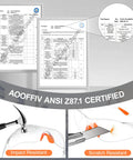 Kickass Bulk Anti Fog Safety Glasses With Impact Resistant Polycarbonate Lenses And Heavy Duty Anti Scratch Coating of ANSI Z87.1 test report.