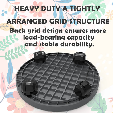 11 Inch Heavy Duty Plant Caddie With Wheels Rolling Planter Stand And Wheeled Pot Trolley Tempered Plastic Grid Base