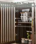 Open Must Have Farmhouse Style Sideboard Cabinet 31.5 Inch Wide With Slatted Doors and Adjustable Shelves Walnut Finish