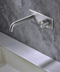 Copper Single Handle Bathroom Vanity Faucet Wall Mounted Brass Basin Mixer Tap Hot And Cold Spout Brushed Nickel Finish