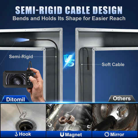 1080P Endoscope Camera With Light And 4.3 Inch IPS Screen For Real Time Inspection HD Borescope With Flexible Probe Handy On Device Display For Tight Spaces And Detailed Diagnostics semi-rigid cable test