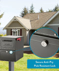 Oasis Classic Locking Post Mount Mailbox Built Tough With Heavy Duty Galvanized Steel Exterior Weatherproof Seal in front of house