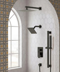 EVERSTEIN Shower System with Handheld Spray, 10" High-Pressure Rainfall Shower Faucet Set in matte black finish.