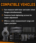 Universal 5 Lug Wheel Fitment Tool And Offset Simulator For Trucks And SUVs Checks Fender And Suspension Clearance To Guarantee Dope Stance And Zero Rubbing For Your Built Tough Rig Setup, showing measurement tools and hardware.