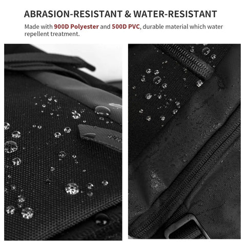 Close-up of 22L Ski And Snowboard Backpack Waterproof Travel Pack With Tough 900D Polyester showing water droplets on surface.