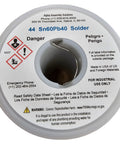 Top view of Wire Solder 0.031 Inch Diameter Sn60Pb40 60/40, 1 Lb Spool With Flux, Yellow Label