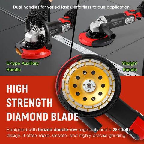 7 Inch Concrete Grinder Kit With Dust Extraction Shroud 1580W Power 3000 RPM Built Tough Angle Grinder For Concrete Close-up