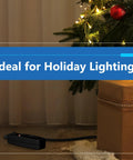 Heavy Duty Tabletop Lamp Dimmer Switch With No Sweat Plug And Play Setup For Smooth Brightness Control On CFL And LED Fixtures Up To Two Hundred Watts Total Rock Solid Performance UL Listed Black Housing near a Christmas tree.