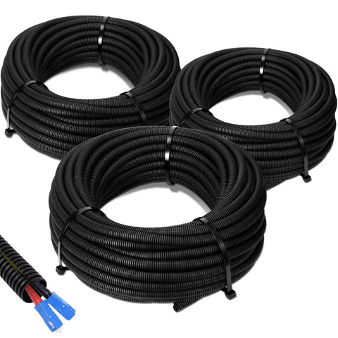 Split Wire Loom Kit, 25 Ft Each Of 1/4, 3/8, And 1/2 Inch Cable Sleeves, Flexible Polyethylene Conduit Tubing For Wires