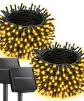 Two Pack 92Ft 240 LED Solar String Lights Outdoor Waterproof With Eight Modes For Patio Garden Yard Tree Decor Warm White