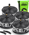 4 Pack 26 Inch Bike Tubes 1.75 1.95 2.10 2.125 With 35mm Schrader Valve Butyl Inner Tubes For MTB Cruiser City And Road Bikes Includes 2 Tire Levers And Spares
