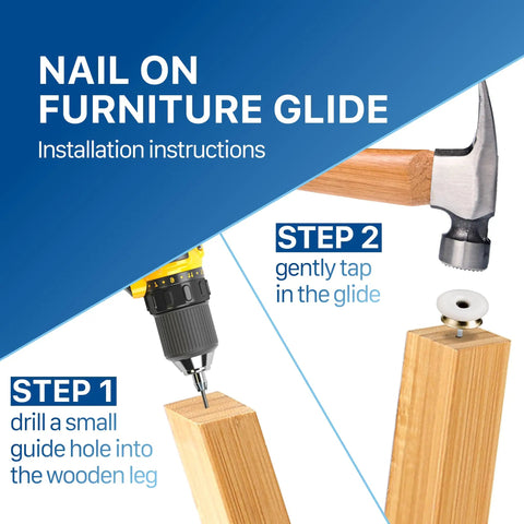 1 Inch Round Nail-On Swivel Furniture Glides For Wood Tables And Chairs On Carpet Easy Glide Low Friction Protective Swivel Sliders Set Of 4 Brass Finish