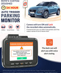 4K UHD Dash Cam With Built-In GPS And 5G WiFi For Cars showing parking mode activation alert on screen