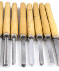 8 Piece Wood Turning Chisel Set For Lathes Including Skew Spear Point Parting Tool Round Nose And Three Gouge Tools, wooden handles