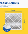 Pleated HVAC Filter 24x24x4 MERV 13 Six Pack For Furnace And Air Conditioner Removes Bacteria Dust Pollen Pet Dander Mold Smoke Smog