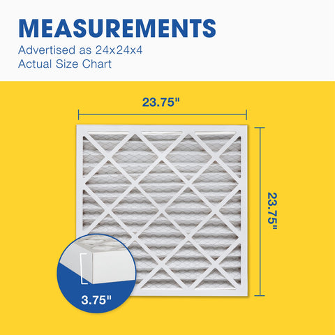 Pleated HVAC Filter 24x24x4 MERV 13 Six Pack For Furnace And Air Conditioner Removes Bacteria Dust Pollen Pet Dander Mold Smoke Smog