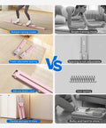 Comparison of Heavy Duty Pilates Board And Versatile Ab Trainer Kit in pink, showing adjustable spacing and silicone elastic cord.