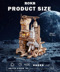 Space Shuttle 3D Puzzle For Adults With Lighting, Interactive DIY Building Model on moon surface, size details displayed