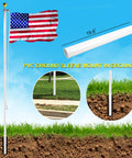 Heavy Duty 25 Foot Flag Pole Kit With 3x5 Foot US Flag Aluminum Outdoor Flagpole With Gold Ball Top in ground mount display