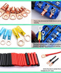 Battery Cable End Lugs 130 Pcs Copper Ring Terminals and Heat Shrink Connectors for AWG 2 4 6 8 10 12 14 16 Gauge Durable Kit