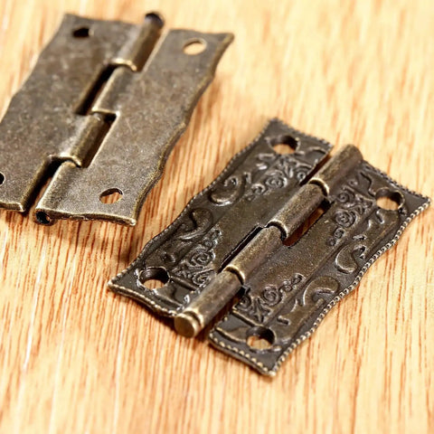 Two Pack Cabinet Door Hinges 36 By 23 MM For Wooden Boxes Built To Last with detailed antique brass finish