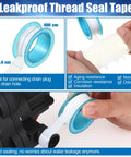 1/2 Inch To 14 NPT Barb Elbow And Straight Swivel RV Water Pump Fittings With Thread Seal Tape shown with 400 cm tape roll and hose