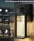 Dusk To Dawn Outdoor LED Wall Light With Crystal Glass 10W 480LM IP23 Patio showing rain resistance features