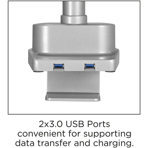 Clean Workspace Upgrade Featuring Versatile Triple Monitor Pole Stand With Rock Solid Build And Smooth Glide Swivel Tilt Control Plus Integrated Usb Charging Ports For Effortless Grommet Installation Gray
