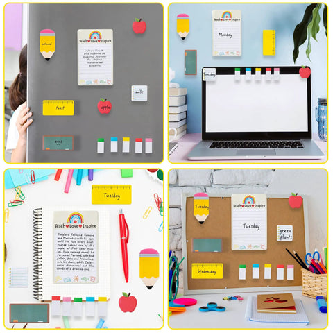 Teaching Is A Work Of Heart Sticky Notes Set For Teachers Includes Self Stick Note Pads For Classroom Use And Office Memos A Must Have Teacher Appreciation Gift With 550 Sheets Across Multiple Styles And Sizes on various surfaces.