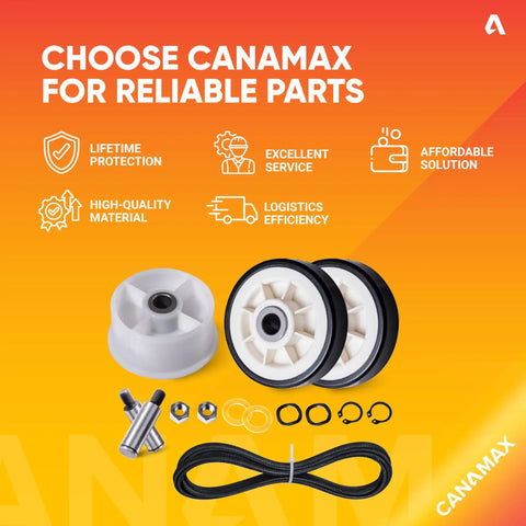 Dryer Drum Roller Kit With Idler Pulley And Bearing Set And Belt 91 And Five Eighths Inches Long For Neptune Atlantis 3000 Series