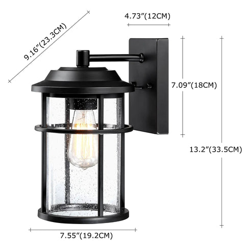 Outdoor Wall Light Fixture For House Waterproof Anti Rust Black Lantern With Seeded Glass Shade E26 Socket Exterior Front Porch Lighting ETL Listed Modern Outdoor Wall Sconce Weatherproof Built Tough For Any Climate