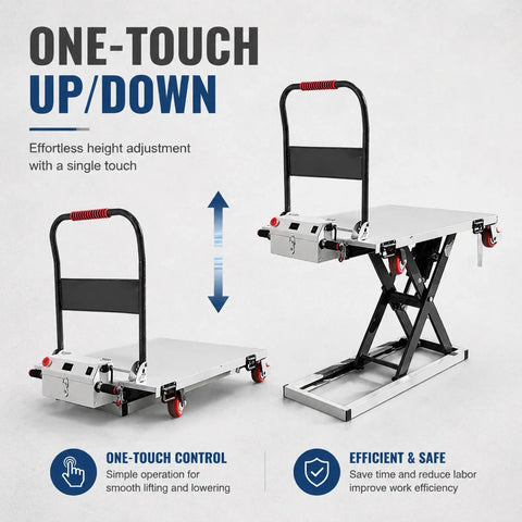 No Sweat Workhorse Electric Lift Table Cart With Automatic Hydraulic Pump And Tough 48 Volt Motor For Moving Up To 660 Pounds Smoothly Across Active Warehouse Floors Daily