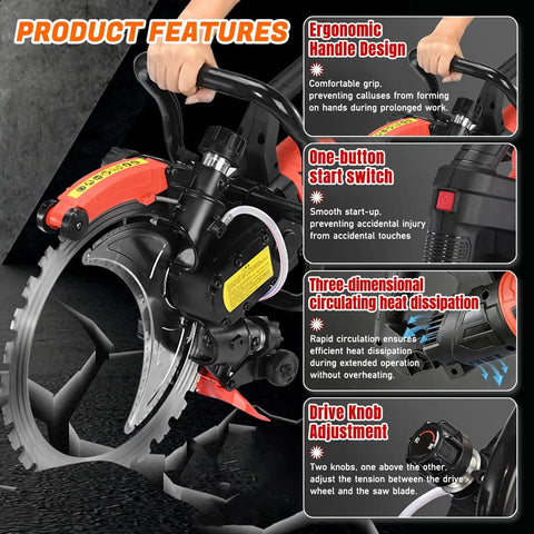 Heavy-Duty 16 Inch Electric Concrete Ring Saw With 9500W Toroidal Motor features ergonomic design and one-button start switch.