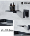 Slick Matte Black Wall Mount Waterfall Bathroom Faucet In Wall Sink Faucet Single Handle Wall Mounted Modern Faucet