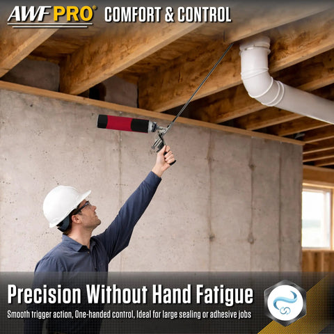 Pro Spray Foam Gun With Two Foot Long Nozzle For Tight Gaps, High Precision Adjustable Flow Control, contractor sealing walls