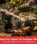 Outdoor patio illuminated by Ultra Bright White Christmas Lights 100-Count, 20 Ft Clear Wire String Lights, Incandescent Xmas Tree Lights