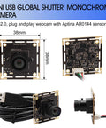 Global Shutter USB Camera Module 720P 60fps High Speed USB Camera Board with 100 Degree Wide Angle M12 Lens front view