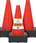 18 Inch Orange Traffic Cones 12-Pack Heavy Duty PVC Safety Barriers For Parking Lot Soccer Field Caution Kids Construction DOT Approved