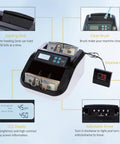 Beast Money Counter With Batch Mode And Value Add, 1100 Pieces Per Minute LCD Display UV MG IR Detection Banknote Counter
