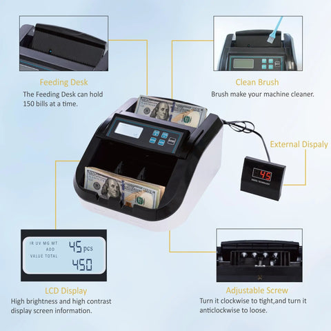 Beast Money Counter With Batch Mode And Value Add, 1100 Pieces Per Minute LCD Display UV MG IR Detection Banknote Counter