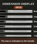 6 Piece Hollow Leather Hole Punch Set With 1.5mm To 4mm Sizes shown, carbon steel, for belts, felt, gaskets, leather crafts.