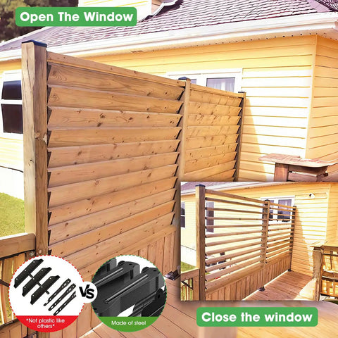 All In One Louver Bracket Kit For Deck Sunblind System Includes 22 Brackets 10 Actuators Screws Rivets And Instructions Fits 11 Boards Of 48 Inches Each Powder Coated Iron For Outdoor Louvered Fence Pergola And Shutter