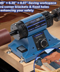 Top Shelf Heavy Duty Leather Burnishing Machine With Variable Speed Dial And Rosewood Edge Polisher for compact workspace use.