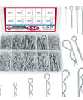 Everyday Cotter Pins Assortment Kit With Stainless Steel And Zinc Plated Fasteners in divided storage box