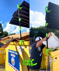 Hands Free Dumpster Lid Prop 3 Pack Skip The Stink And Keep Your Trash And Recycling Bins Sanitary With Zero Grip Hassle For Plastic Lids in use holding trash bag.